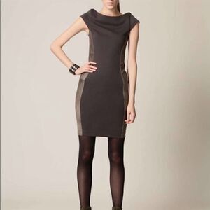 Euc Alice + Olivia Eva ponte leather side panels bodycon dress size medium